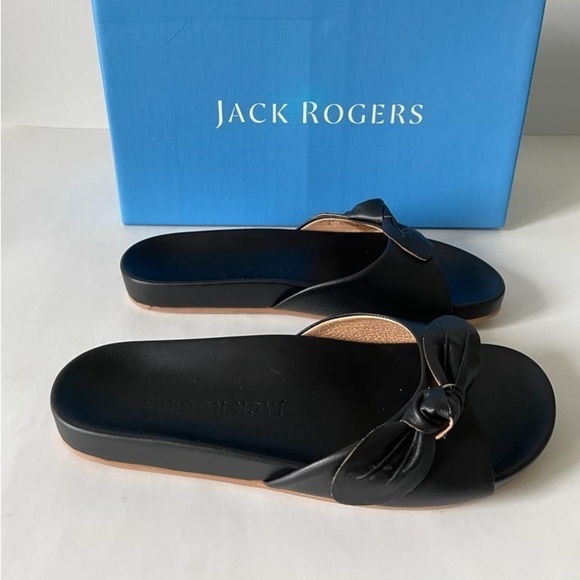 NIB Jack Rogers Dorothy Bow Leather Slide Sandals - Picture 5 of 8